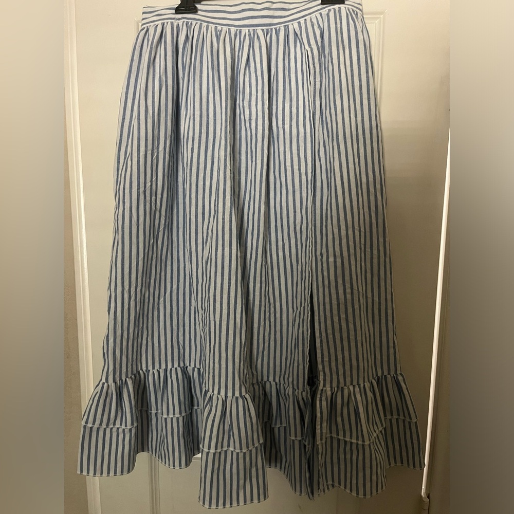 Blue & White Striped Maxi Skirt